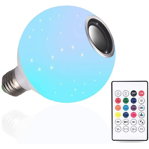 Zootealy E27 LED Wireless Light Bulb Speaker RGB Disco Bluetooth Light Bulb Speaker Color Conversion Light, with 24 Keys Remote Control, Party Color Remote Control, Atmosphere Creation