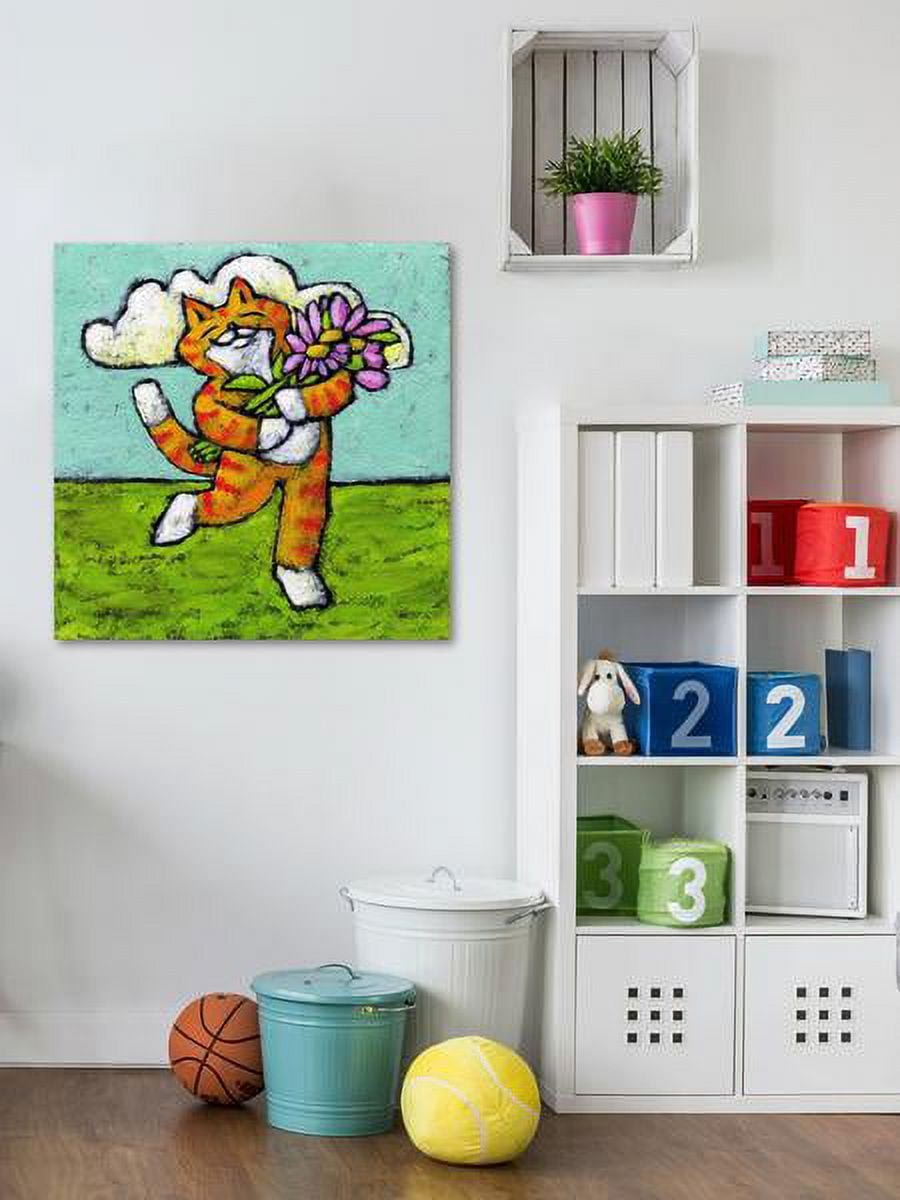 "Tiger Cat Flower Dance" Painting Print on Wrapped Canvas