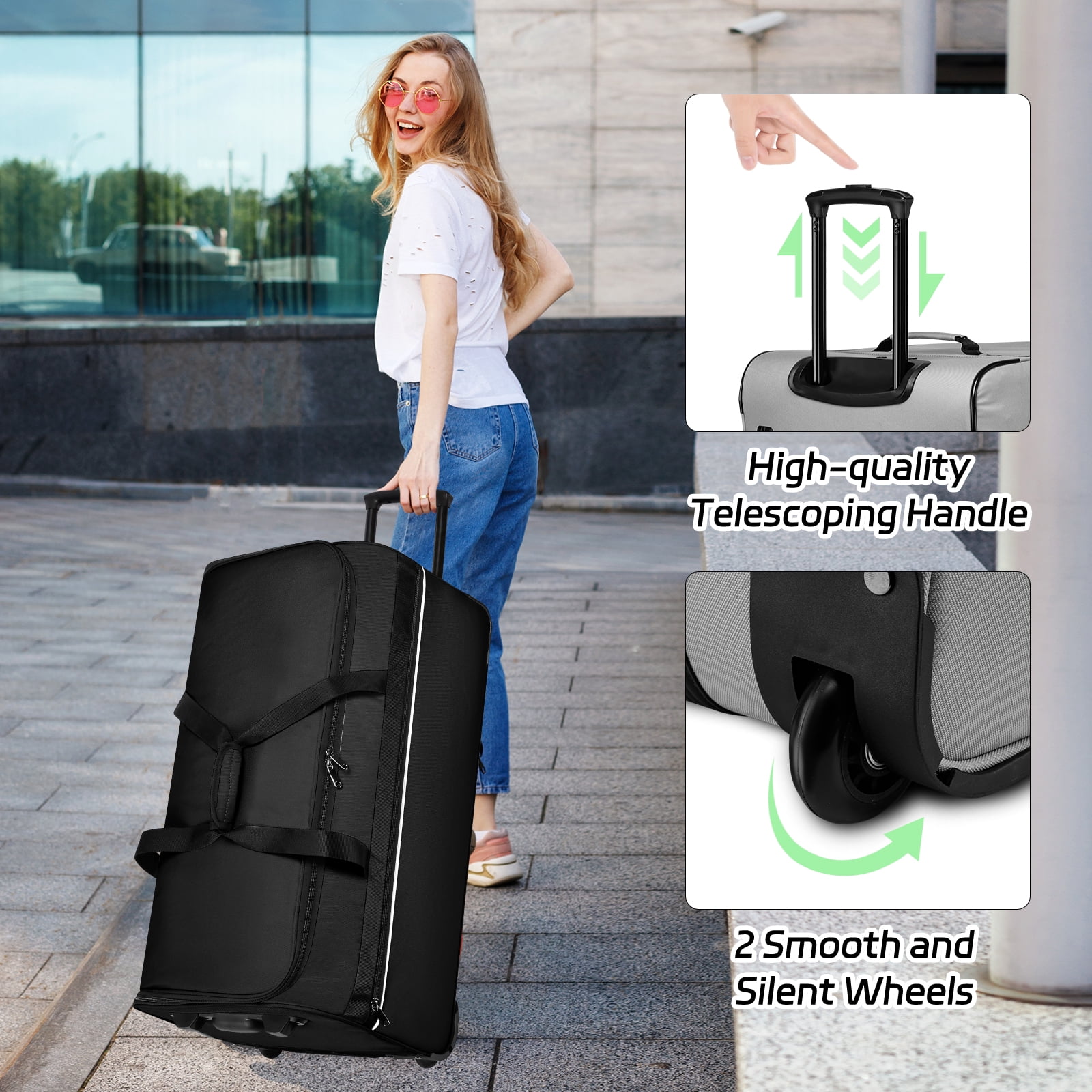 Dance Bag with Garment Rack, 28" Rolling Dance Competition Bag for Shows,Travel and Performances