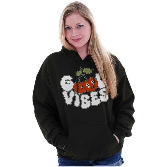 Cute Good Vibes Kawaii Cherries Hoodie Sweatshirt Women Brisco Brands S