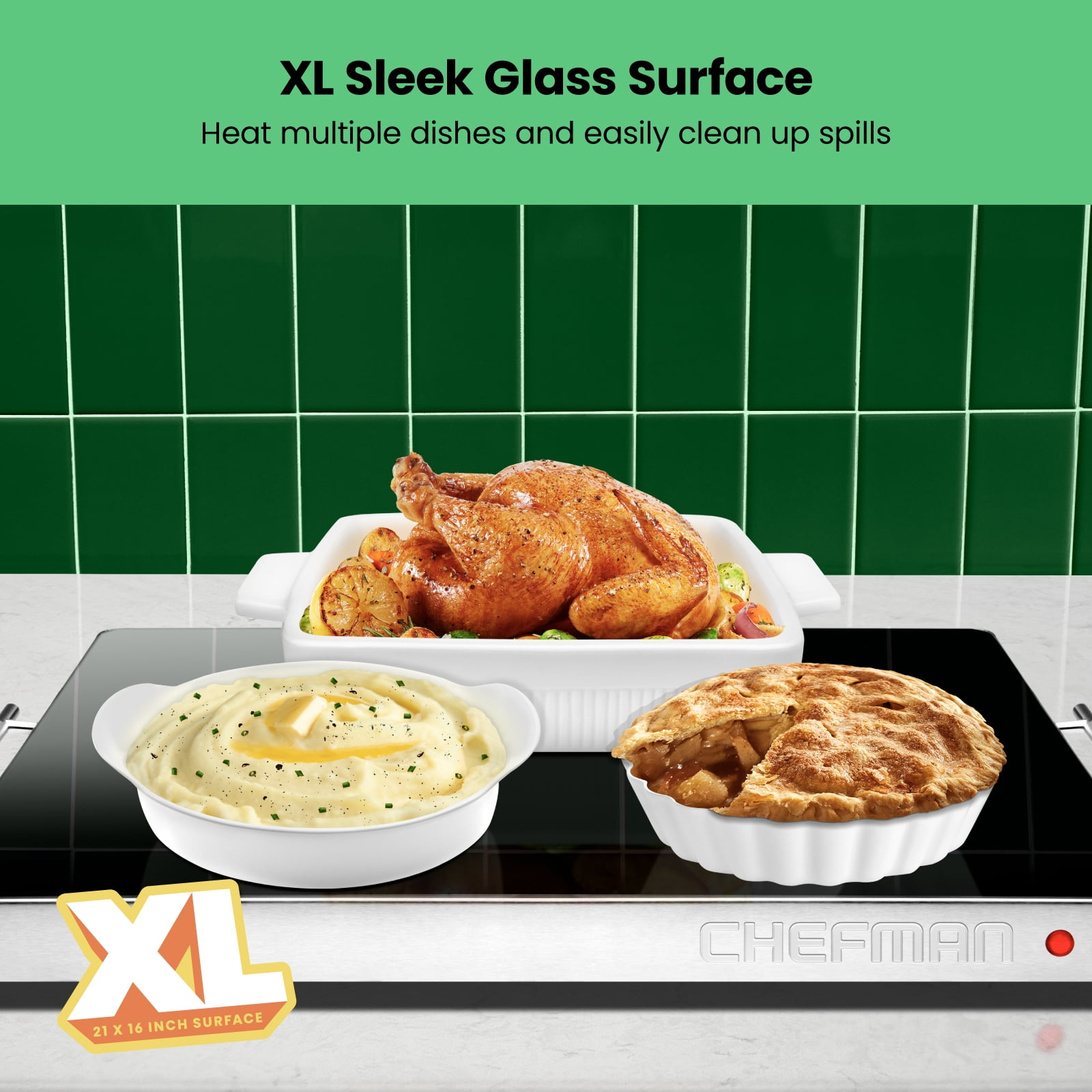 Chefman Stainless Steel & Glass Electric Warming Tray - Black, 21 x 16 in -  Kroger