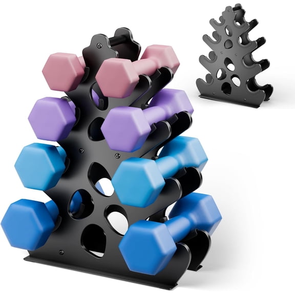 4 Tier Dumbbell Rack, Weight Rack For Home Gym, Dumbbell Stand for Free Weights