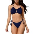 thumbnail image 1 of Trajes de Baño de Bikini de Mujer de Color Sólido Estilo Dividido con Correas Desmontable Sostén Acolchado Ocasional Verano Playa de Vacaciones, 1 of 6