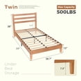 thumbnail image 6 of MAYEERTY Twin Size 1100 LBS Heavy Duty Solid Wood Bed Frame Mattress Base with Headboard Wooden Slat Support No Box Spring Needed, 6 of 6