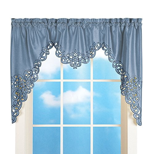 Elegant Scroll Window Valance Blue 58 Quot X 36 Quot Walmart Com Walmart Com