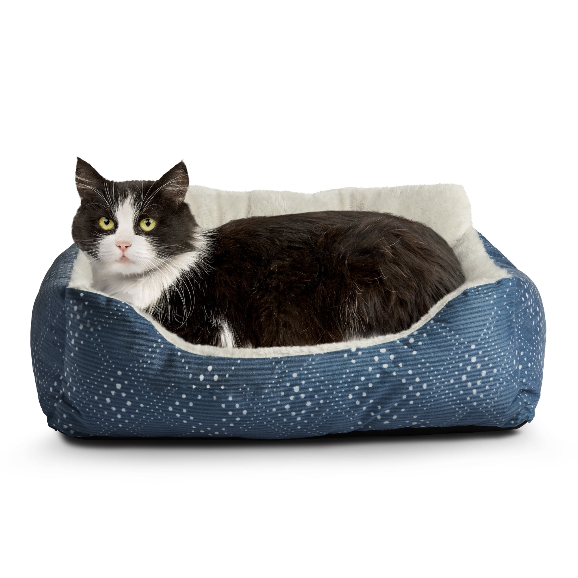 (3 pack) Vibrant Life Puppy Dog Bed, Plush Bolster Dog for Small Dogs, Small, 21" x 17", Blue