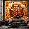 thumbnail image 6 of Centered Golden Retriever Puppy in a Pumpkin Truck, Playful Digital Art for Dog Lovers, Autumn Animal Art, Housewarming Gift, Tapestry Wall Hanging for Living Room and Den, 6 of 7