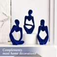 thumbnail image 2 of JUMRHFAN Living Room Decor, Flocked Decor Thinker Statue, Navy Blue Decor Statue Abstract Art Sculpture, Sculpture for Home Living Room Office Shelf Table Decoration, Set of 3, 2 of 18
