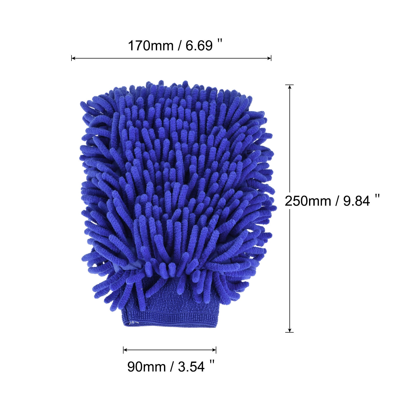 Unique Bargains Microfiber Soft Chenille Wash Mitten Double Sided Dusting Glove Dark Blue