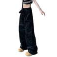 thumbnail image 4 of NFTOEIULA Women Drawstring Waist Straight Wide Leg Cargo Pants With Pockets, 4 of 7