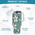 thumbnail image 4 of White Flower Pattern Water Bottles 30oz Insulated Tumblers Double-Walled Ergonomic Handle Leak Proof, 4 of 10