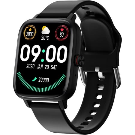 Smart Watch, 1.7'' Full Touch Answer/Make Call Android Smartwatch for Women Men Fitness Tracker with Heart Rate Sleep Monitor Calorie Step Counter Fitness Watch Compatible Android iOS (Black)