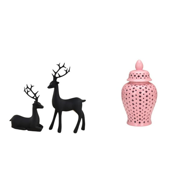 Elegante juego de jarrones de resina con forma de reno y flores de para decorar la mesa de la sala de estar y como adorno de regalo para exh