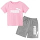 thumbnail image 3 of Conjunto de 2 piezas de camiseta y pantalones cortos con letras de marca de moda de verano para niños y niñas de 3 a 13 años, top informal de manga corta, conjunto deportivo Sunshine, 3 of 5