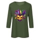 thumbnail image 4 of Xuyuer Carnival Celebration Printed Tee - Ladies' Casual Round Neck 3/4 Sleeve Loose T-Shirt for Festival Parades, Costume Parties, Colorful Street Style Wear & Masquerade Themed Outfits, 4 of 5