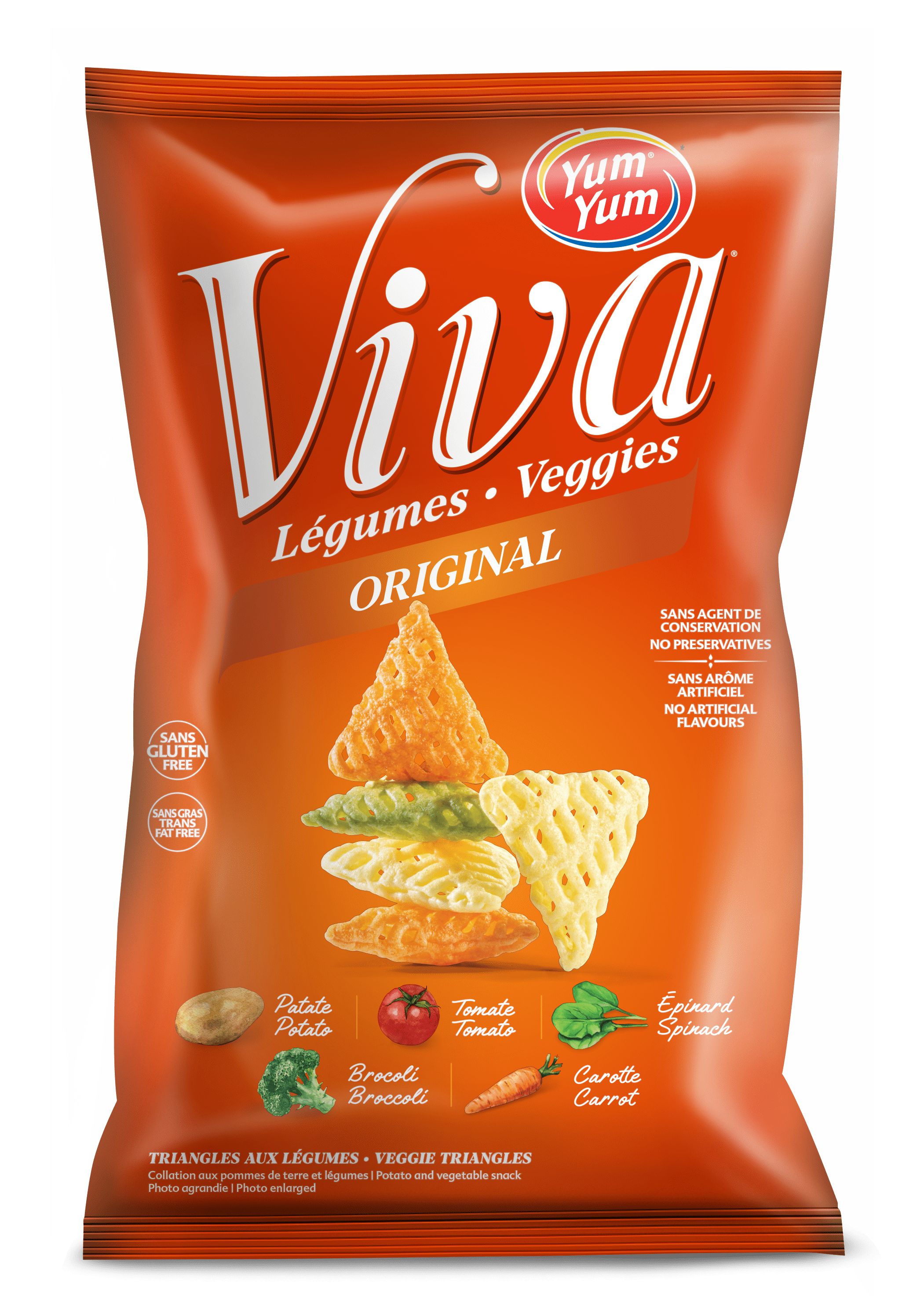 Yum Yum Viva vegetable triangle original 150g, Yum Yum Viva vegetable triangle original 150g