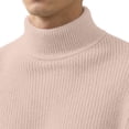 thumbnail image 4 of TKKCS Mens Mock Neck Ribbed Knit Sweater Fall Winter Casual Soft Warm Loose Fit Long Sleeve Pullover Sweaters Pink 4XL, 4 of 6