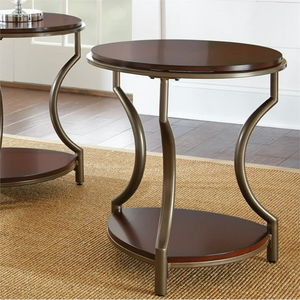 Steve Silver Maryland Round End Table in Medium Cherry Wood