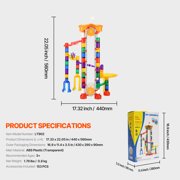 KFFKFF Marble Run Set, 153 Pieces Including Motorized Lift, Accompanied by 30 Plastic Marbles, Brain-Boosting Marble Labyrinth Construction Game, Educational Racing Track STEM Plaything