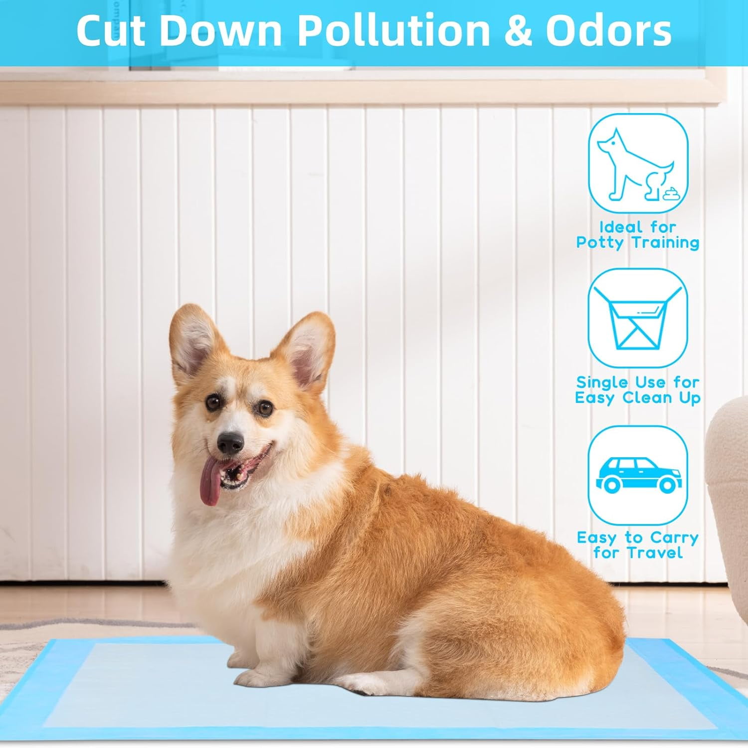 Super-Absorbent Waterproof Dog and Puppy Pet Training Pad, Housebreaking Pet Pad,Blue 23.6"x23.6"