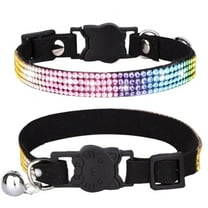 Breakaway Cat Collars with Bell - Adjustable Safe Pet Collar Velvet Kitty Collar with Bling Rhinestone
