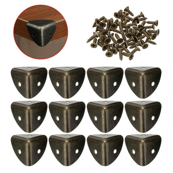 12Pcs Antique Iron Bronze Corner Wooden Box Edge Corner With Screws