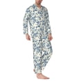 thumbnail image 2 of Fotbe Vintage Blue Floral Pattern Long Sleeve Pajama Set for Men,Sleepwear Set,2-piece Loungewear Set,Soft PJs Comfy Nightwear with Pockets-X-Large, 2 of 7