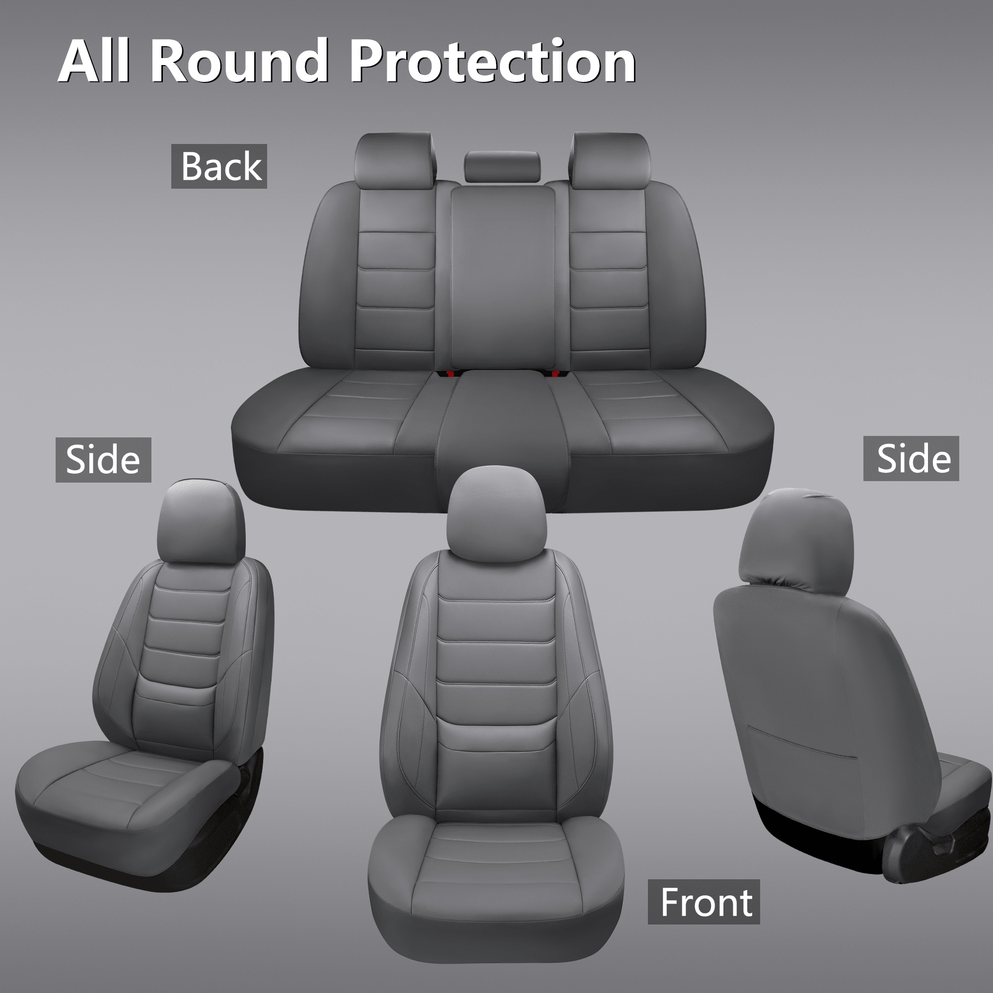 NS YOLO Premium Car Seat Covers Full Set | Universal Fit for Cars, Trucks & SUVs | Waterproof Full Coverage 5-Seat Protector with Lumbar Support