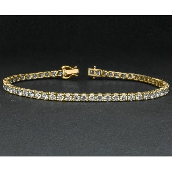 7TCW Round Cut Lab Created White Diamond Tennis 7.5"Inchs Bracelet Women's in 14K Yellow Gold Plated