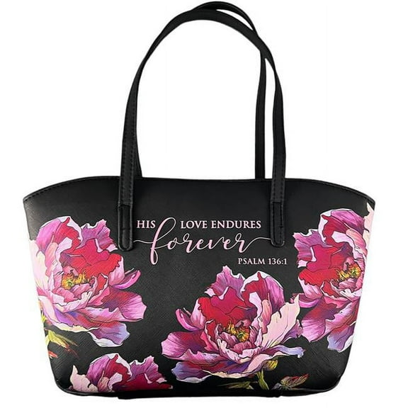 White Dove Designs 205638 Wedge Shape Bible Cover - Psalm 136-1, Floral & Black - Extra Large