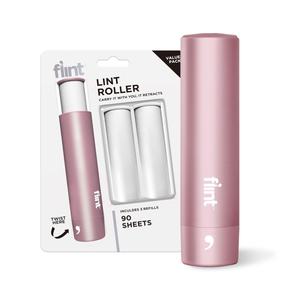 Lint Roller Flint Rose Gold retráctil con 90 hojas