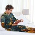 thumbnail image 4 of Wukai Whimsical Starry Night Scene Men's Long-Sleeve Pajama Set - Comfortable Sleepwear with Button-Down Shirt and Pants-Small, 4 of 6