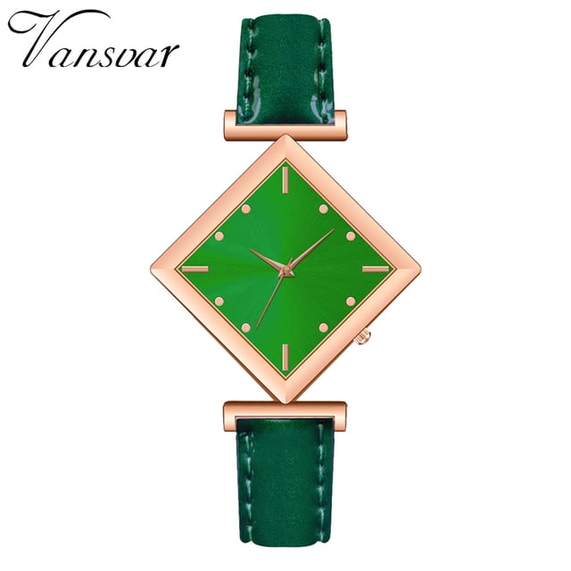 Reloj de cuarzo para mujer, relojes para mujer VANSVAR Reloj de pulsera analógico con correa de cuero de cuarzo informal para mujer Reloj de acero inoxidable