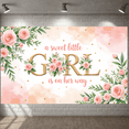 thumbnail image 5 of Pink Floral Girl Baby Shower Banner Gold Glitter Sweet Little Girl Display Green Leaves Floral Decor Floral Backdrop for Baby Shower Party Girl Welcome Celebration Newborn Girl Party, 5 of 9