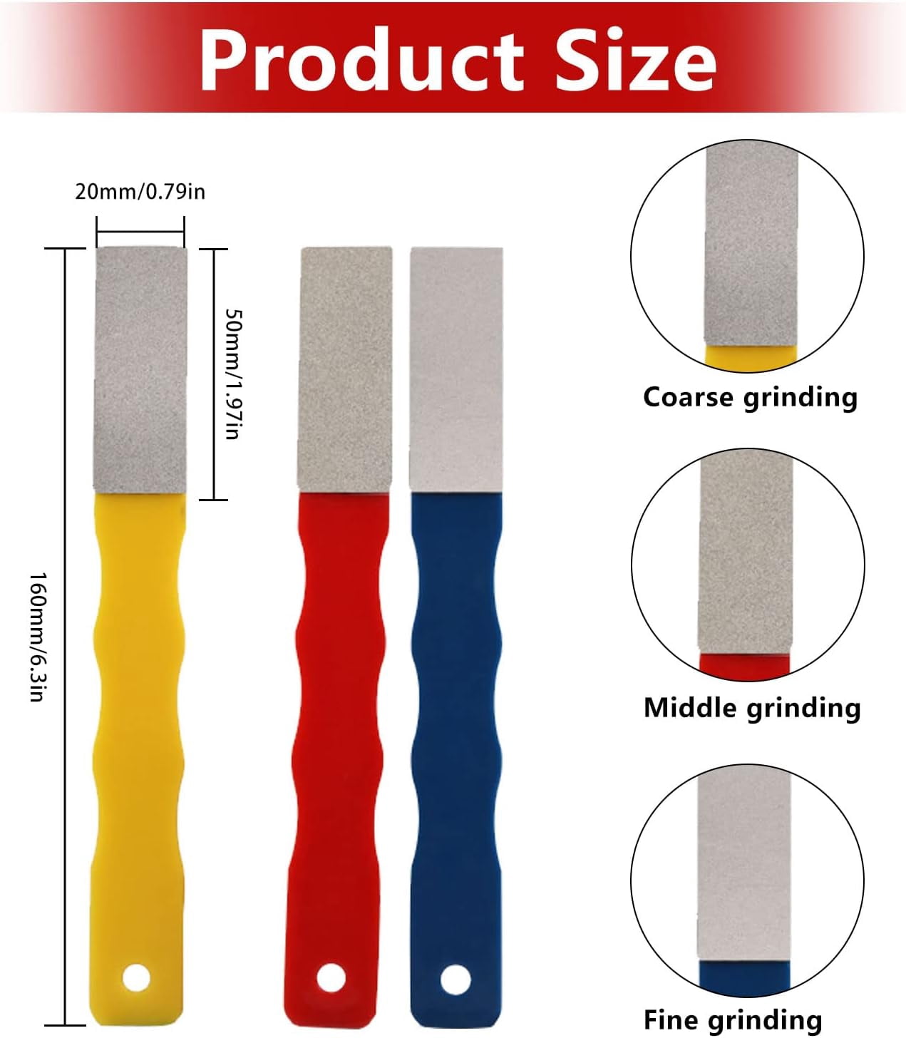 ABCISI 9 Pcs Diamond Sharpening Hones Set, Color Coded Diamond Sharpening Hone Sharpening Stones Diamond Paddles Sharpening Tools Flat Hand File Knife Sharpener for Hunting, Outdoor, Kitchen