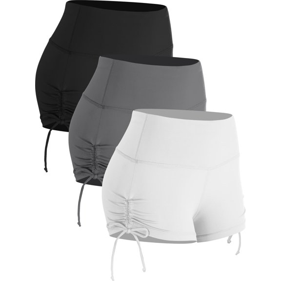 Cadmus Women's 3 Pack Workout Pro Naked Feeling Athletic Booty Shorts High Waist Yoga Running Spandex Shorts,Black,Grey,White,2xl