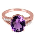 thumbnail image 2 of Mauli Jewels Rings for Women 3.3 Carat Oval Shaped Amethyst and Diamond Ring 4-Prong 10K Rose Gold, 2 of 6