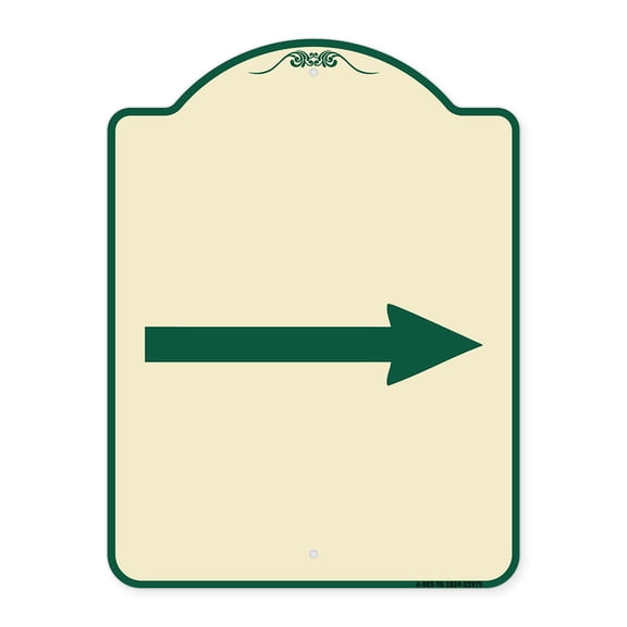 SignMission Designer Series Sign - Right Arrow Symbol | Tan & Green 18" x 24" Heavy-Gauge Aluminum Architectural Sign | Protect Your Business & Municipality | Made in the USA