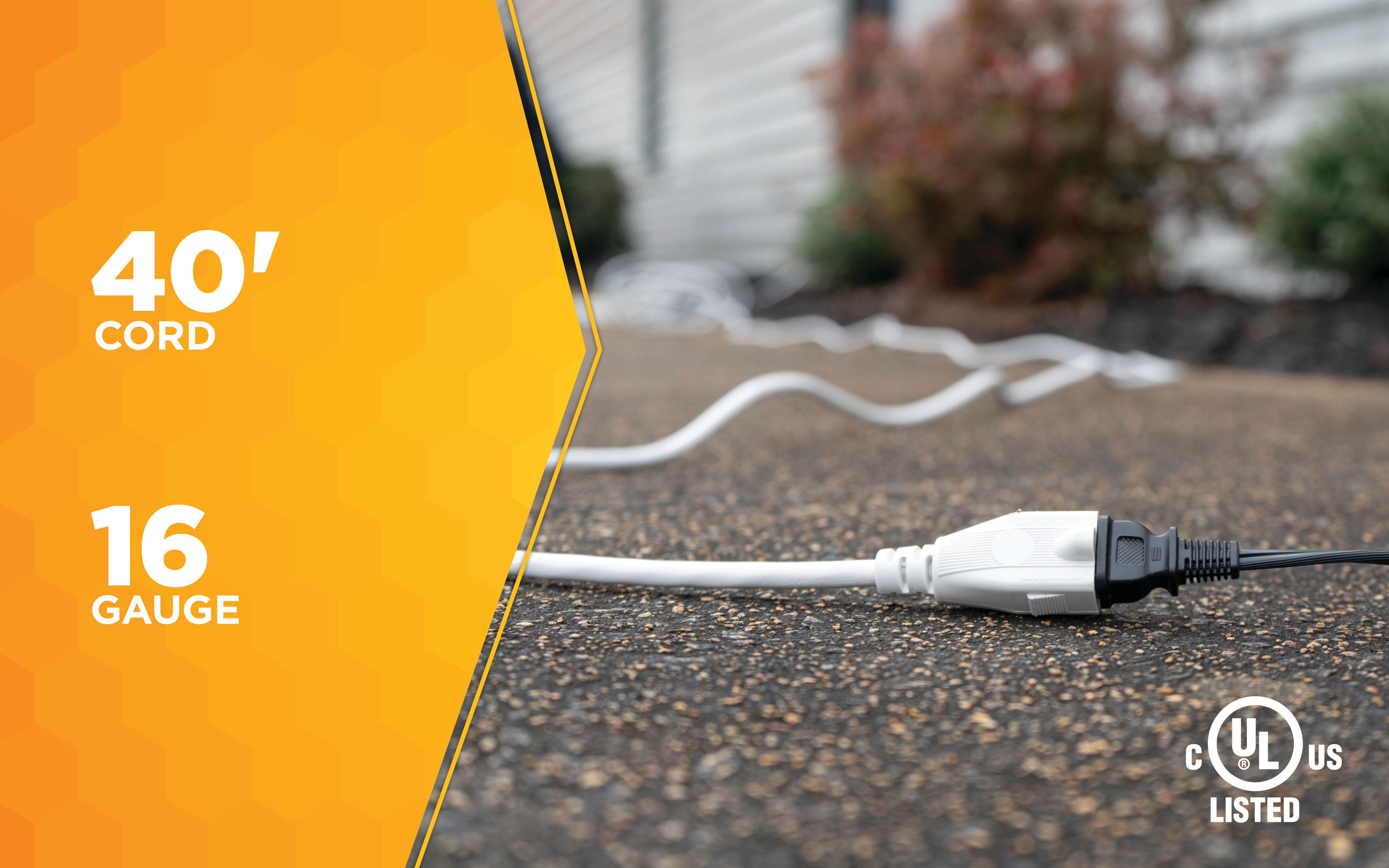 Yard Master 992382 16/3 40' White Outdoor Patio Extension Cord