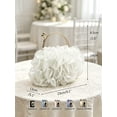 thumbnail image 7 of Women's White Floral Ruffle Clutch Purse Elegant Evening Bag Metal Handle Wedding Party Handbag, 7 of 7