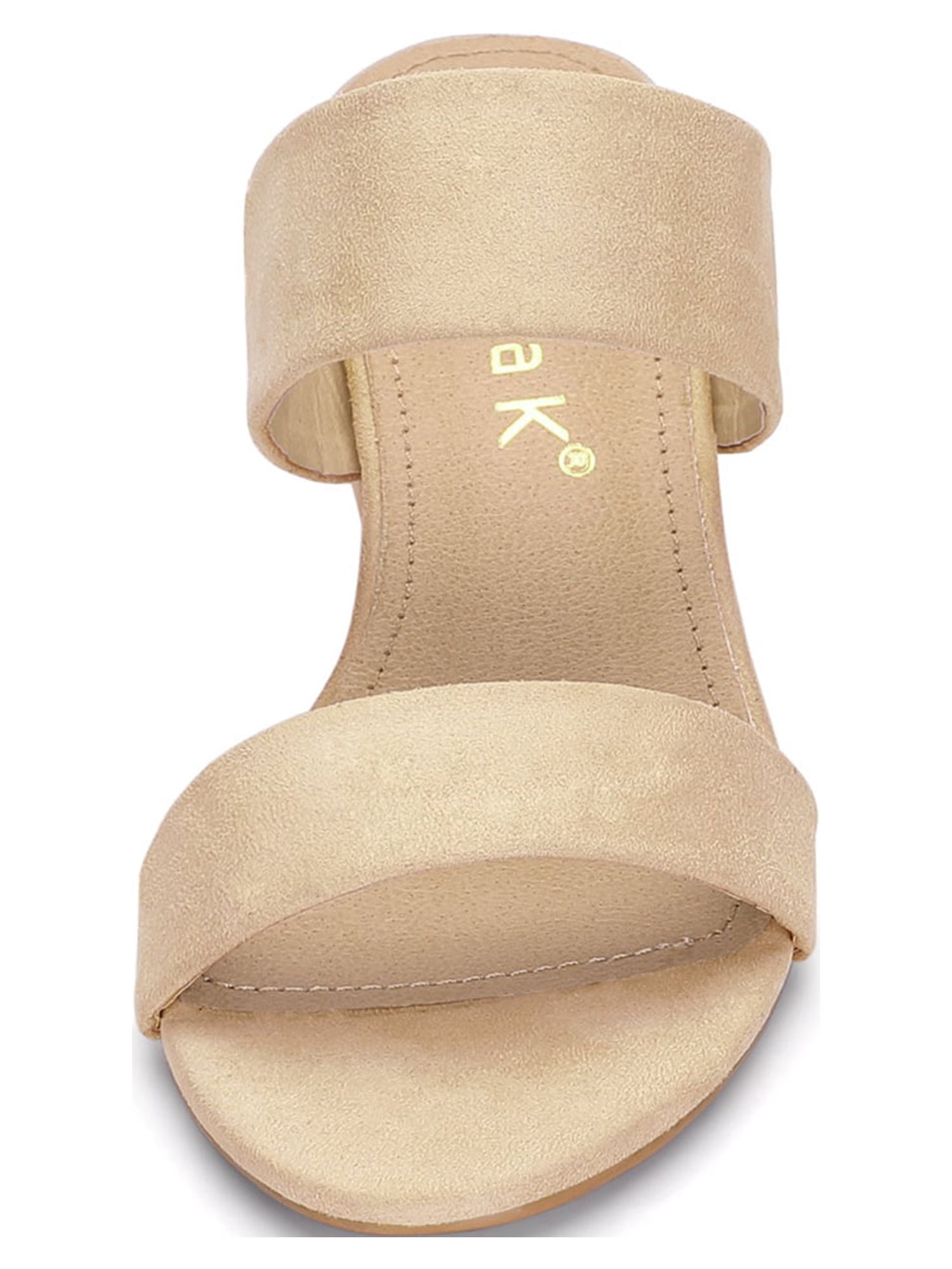 DARING DIVA Stylish Women's Block Heel Dual Straps Slide Sandals 7.5 Beige