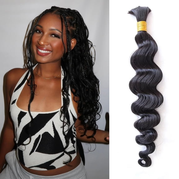 EAYON Loose Wave Braiding Hair for Boho Braids 100g 16 inch Bulk Boho Hair for Braiding Knotless Human Braids Hair Curly Bundles 100% Real Human Hair Extensions