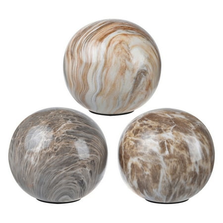 A&B Home Marbleized Ball Accents - Set of Three-Color:Brown Style:Modern Chic
