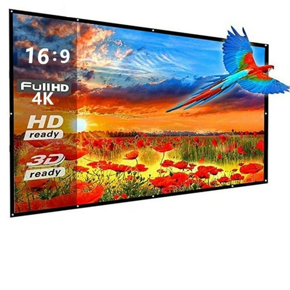 Foldable 16:9 Projector White Projection Screen TV Home Outdoor ,Wrinkle-Free