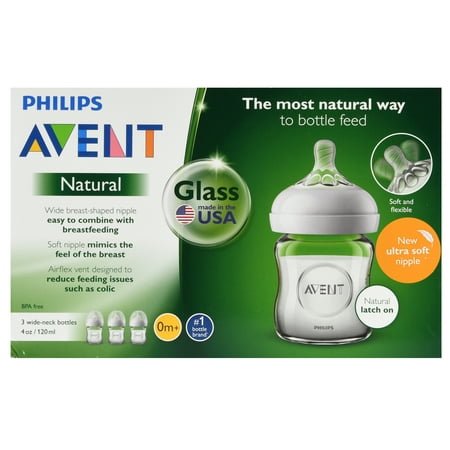 Philips Avent 3pk Natural Glass Baby Bottle 4oz