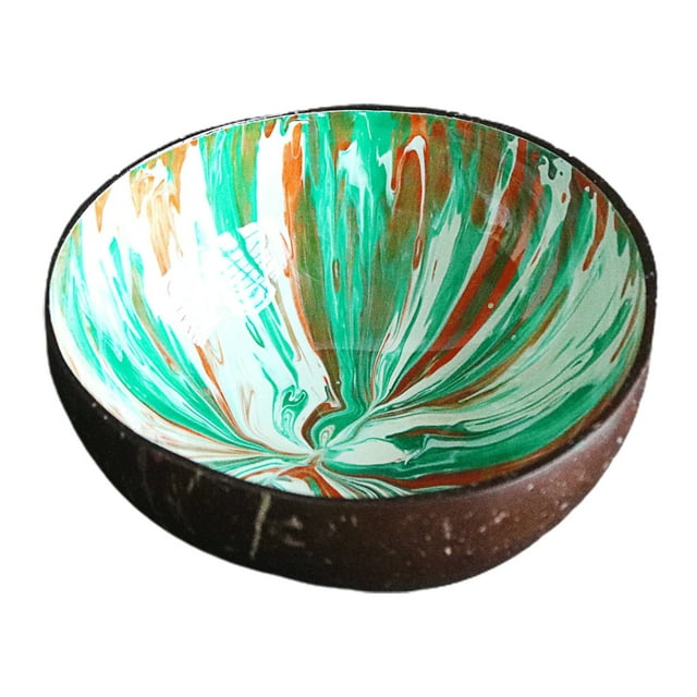 Lubelski Candy Bowls Compact Hand-Painted Coconut Shell Delicate Smooth Natural Bowls for Kids