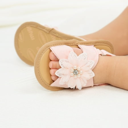 

TOWED22 Baby Sandals Girls Tassel Sandals Flowers Soft Sole Toddler Shoes Sandals Princess Shoes Fish Mouth Open Toe Sandals Pink