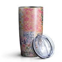 20oz Tumblers Pioneer Flower Floral Print Pattern Stainless Steel Vacuum Insulated Double Wall Travel Tumbler Cups Mug with Lid and Straw,Cleaning Brush for Cold & Hot Drinks