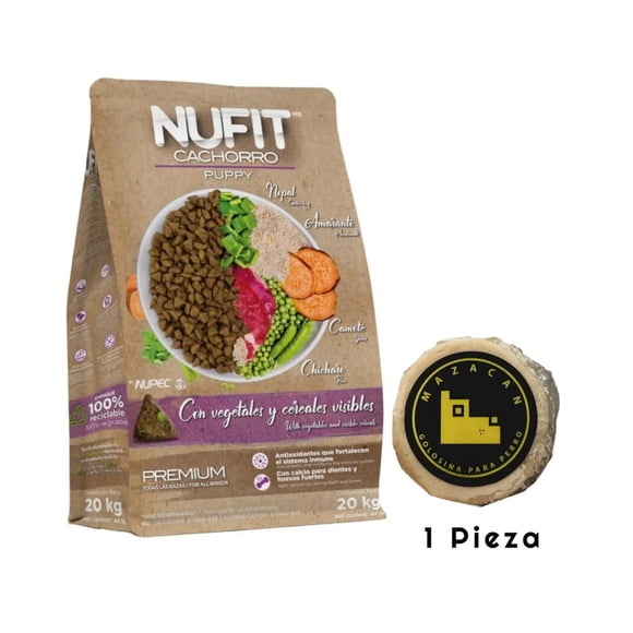 Nufit Cachorro Nfv 20 kg + Mazacan Para Perro 1 pza