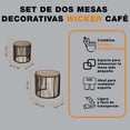 thumbnail image 2 of set de dos mesas decorativas wicker de plástico café, 2 of 7